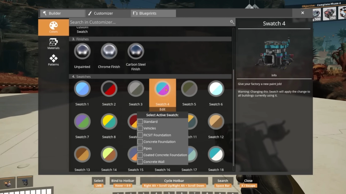 Satisfactory Farben für Fundamente und Wände festlegen