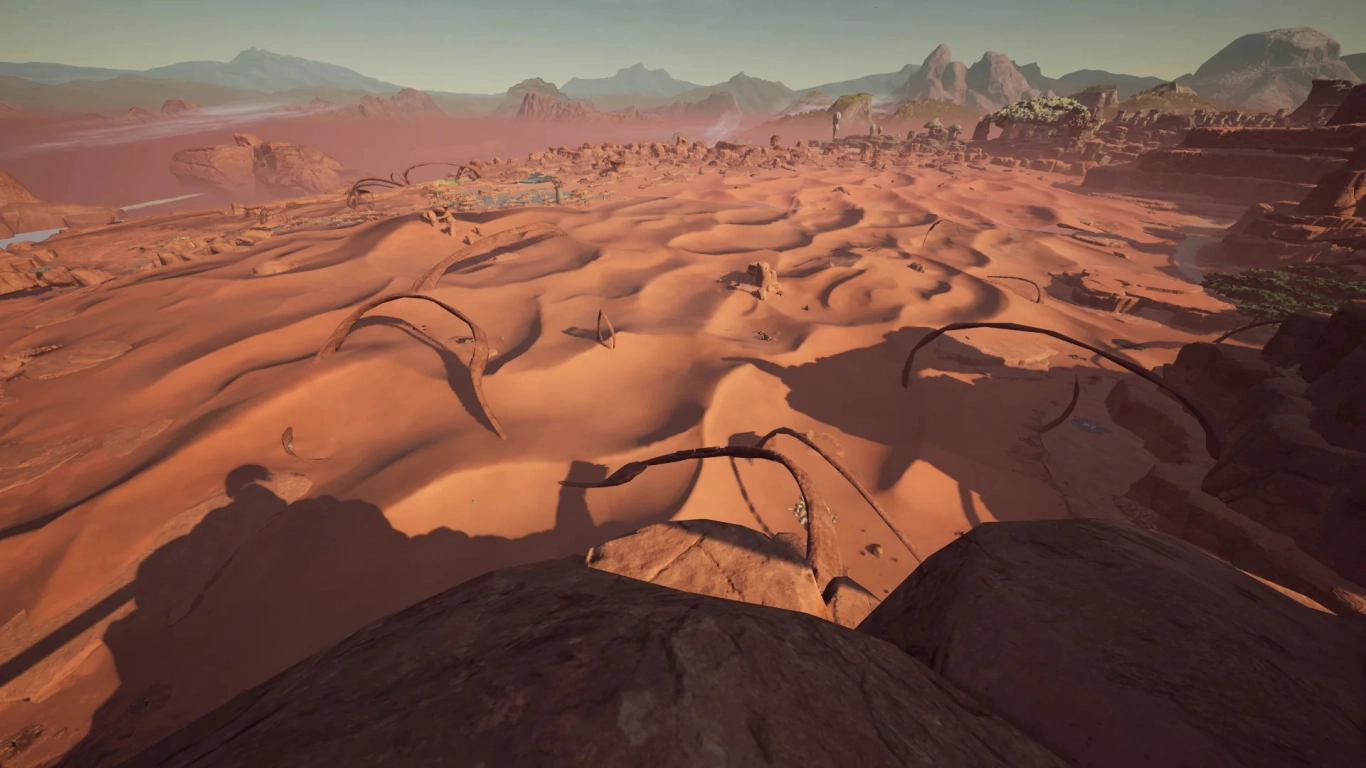 Satisfactory mapa Północna pustynia surowce żelazo miedź wapień