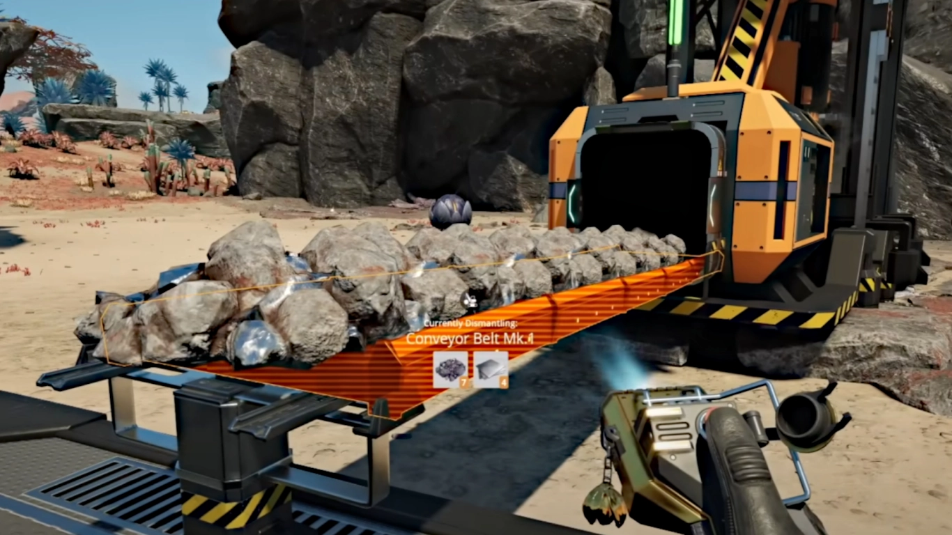 Satisfactory Miner Mk.1 an Erzvorkommen mit Reinheit
