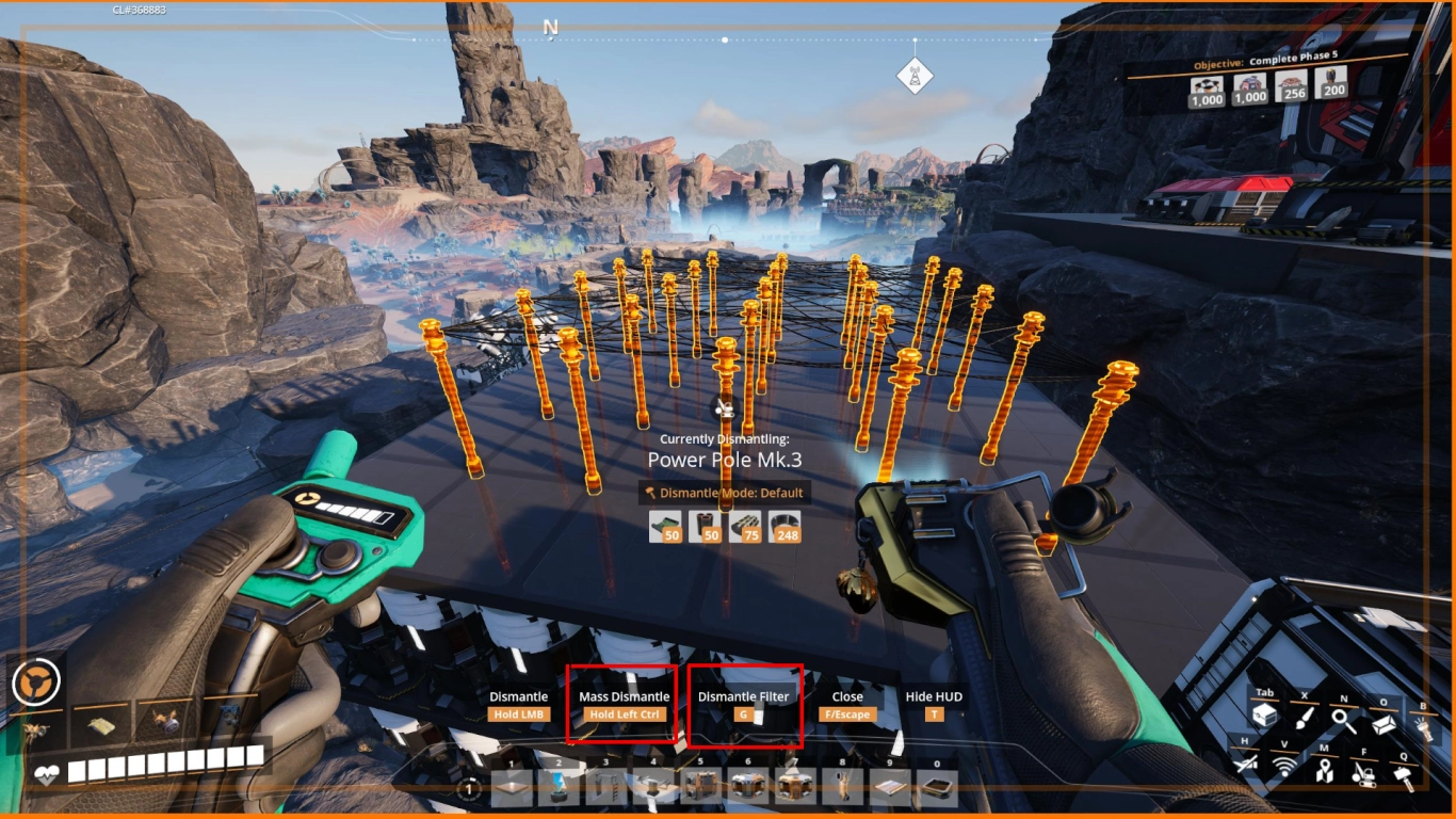 Desmontar fábricas com atalhos e filtros no Satisfactory