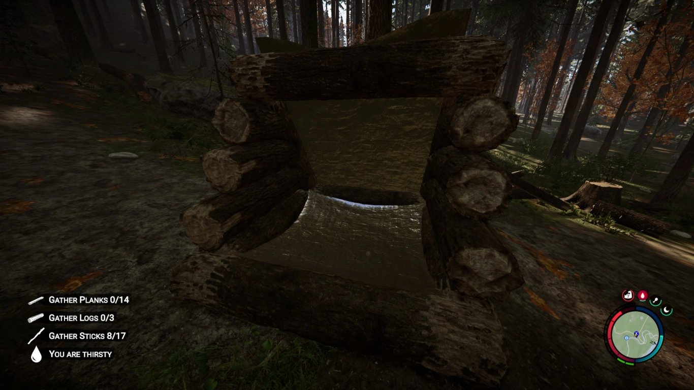 Planen kreativ einsetzen: temporäre Dächer, Wände und Trampoline in Sons of the Forest