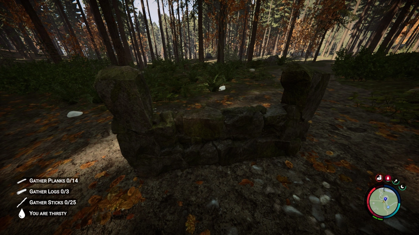 Steinmauern als dekorative Zäune und Basisverteidigung in Sons of the Forest
