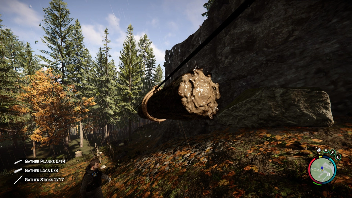 Sons of the Forest: trasporto con zipline e logistica dei tronchi
