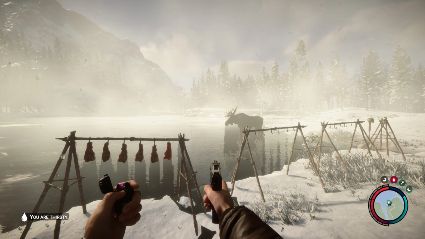 Sons of the Forest: costruzione della base in inverno su lago ghiacciato
