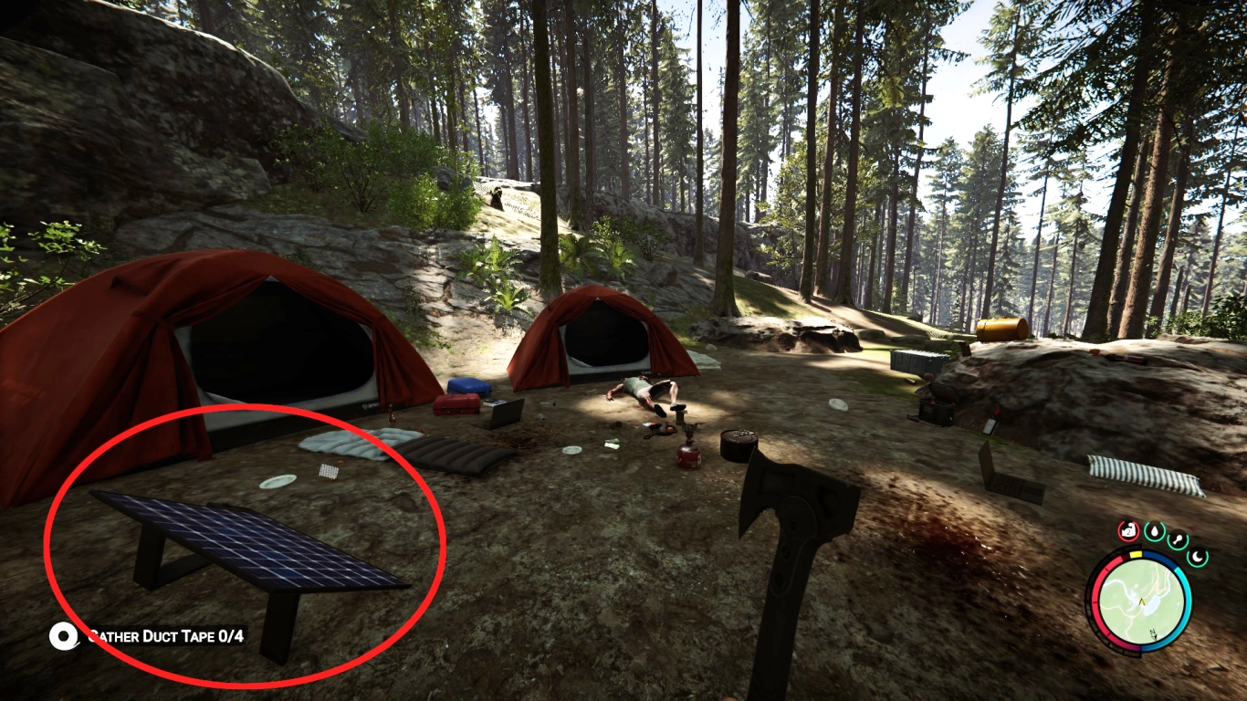Posizioni dei pannelli solari in Sons of the Forest – campi con moduli blu