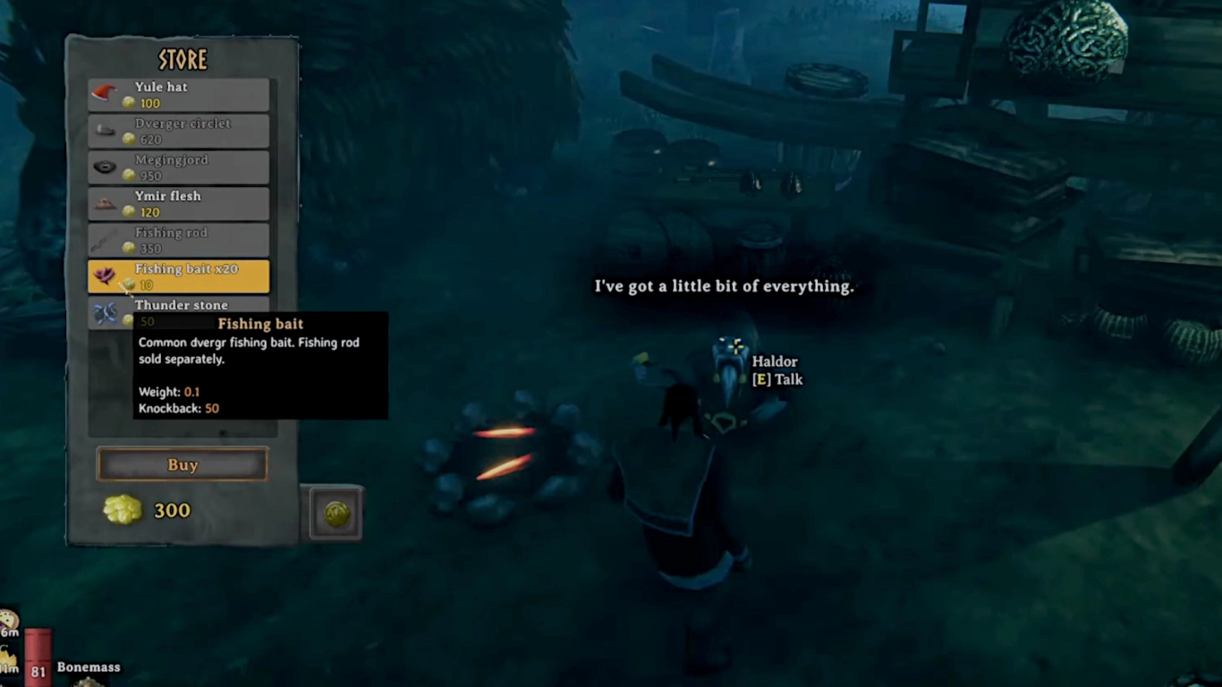 Valheim Angelrute und Köder bei Händler Haldor kaufen