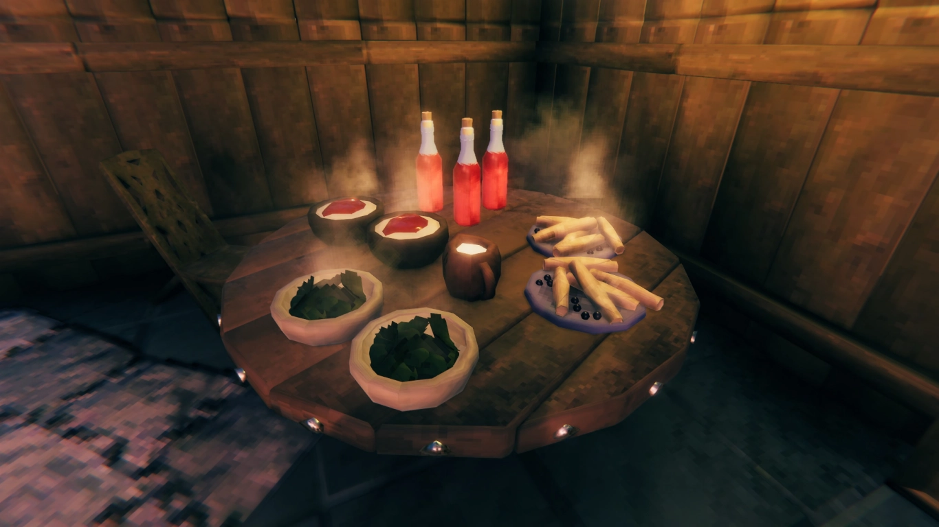 Valheim Stamina-recept med grönkålschips, havremjölk och pannkakor