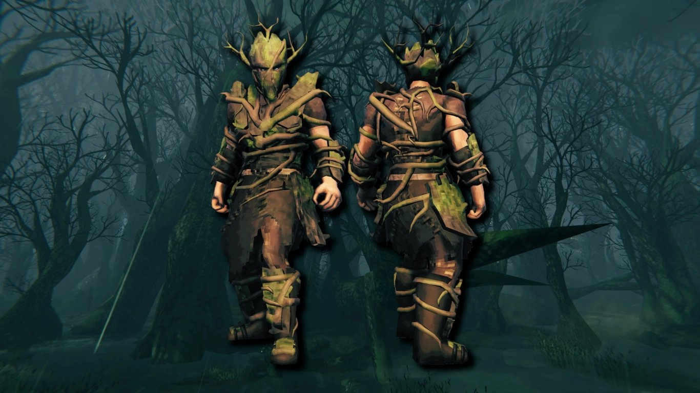 Armaduras do Pântano em Valheim: Armadura de Raiz e Armadura de Ferro com bónus de conjunto