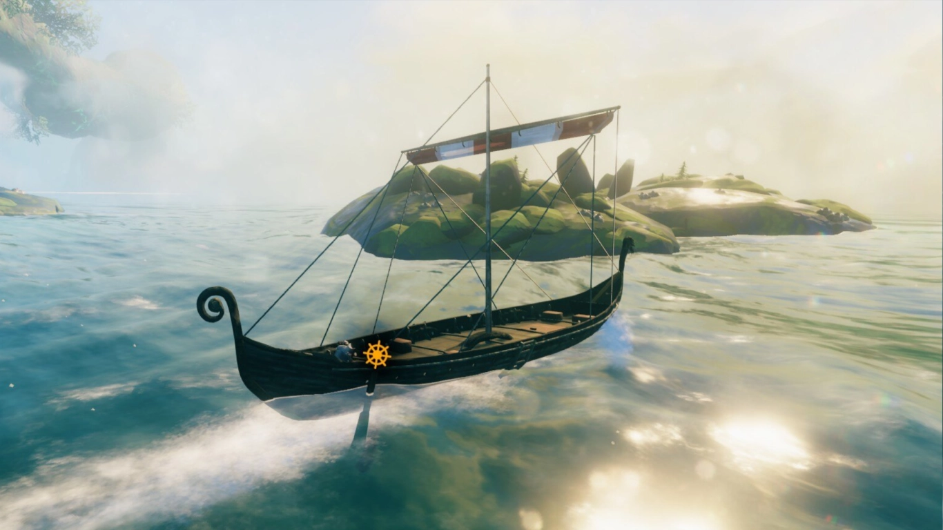 Valheim Leviathan som flydende ø med rurer til udvinding