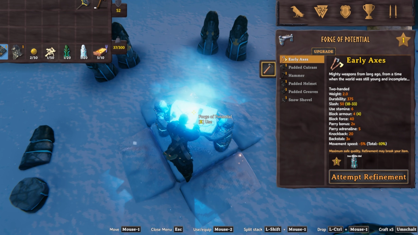 Use Valheim Idols of Protection and Combat for upgrades