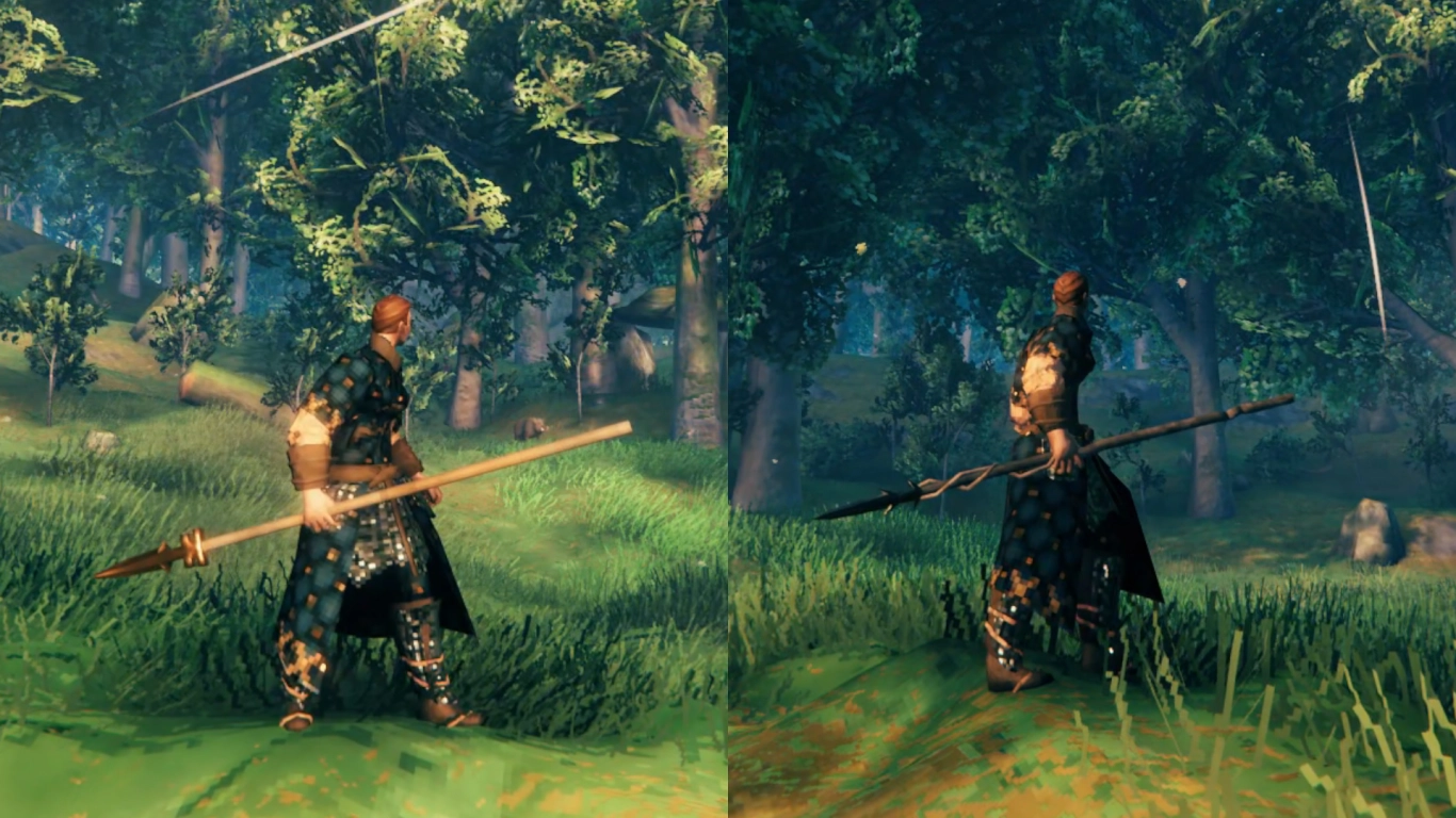 Valheim spears in action: throwing and precise thrusts