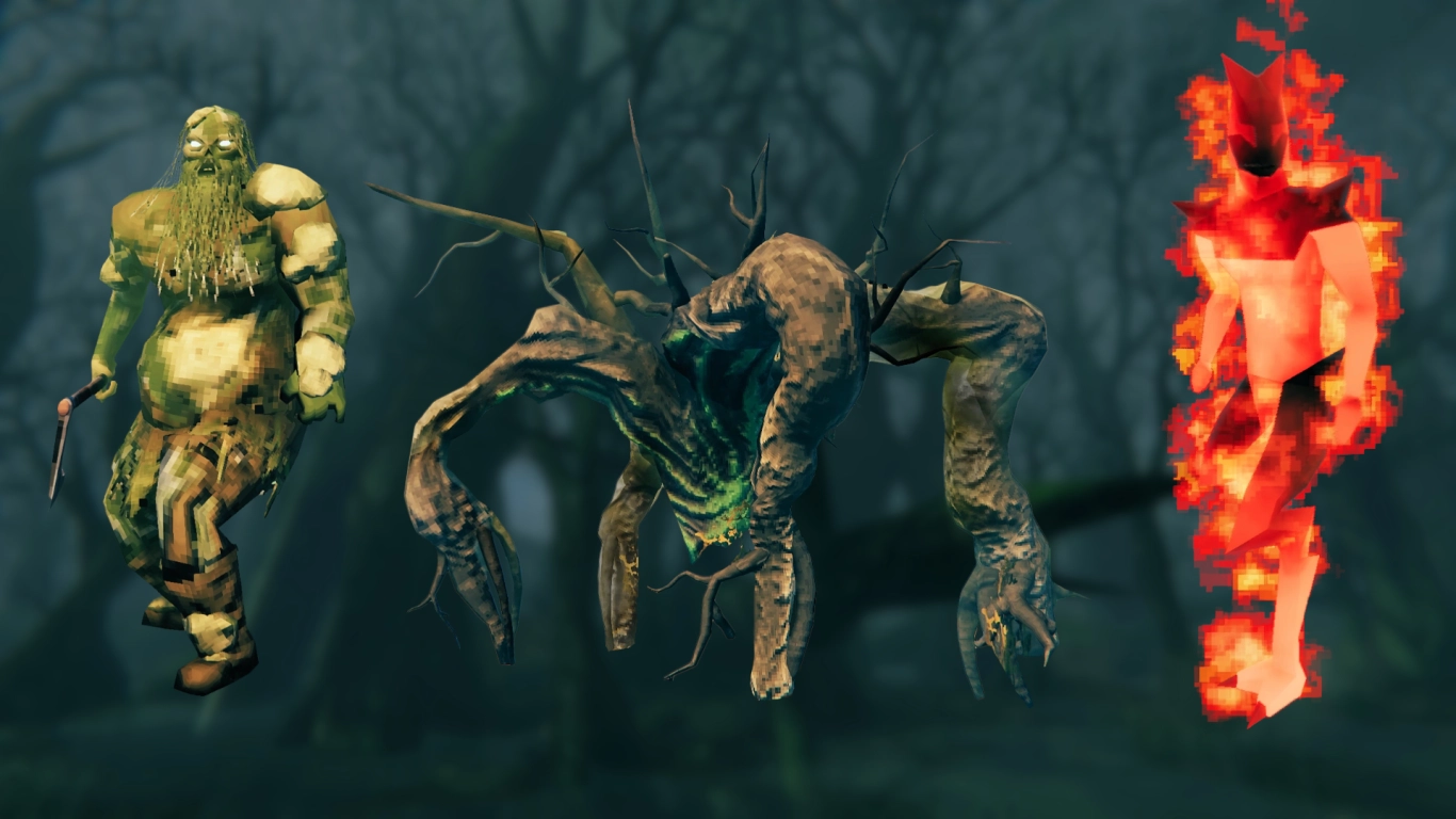 Valheim Sumpf Gegner Draugr Schleim Surtling im Kampf