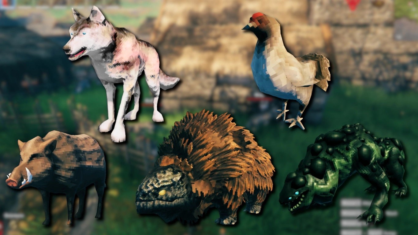 Todos os animais domesticáveis em Valheim: javali, lobo, lox, galinha e asksvin