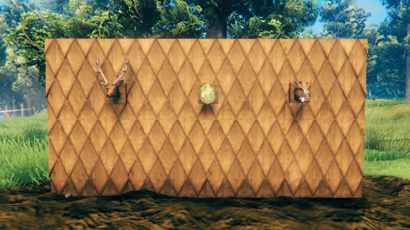 Valheim Meadows trophies with Deer, Boar, and Neck including drop chances and crafting uses