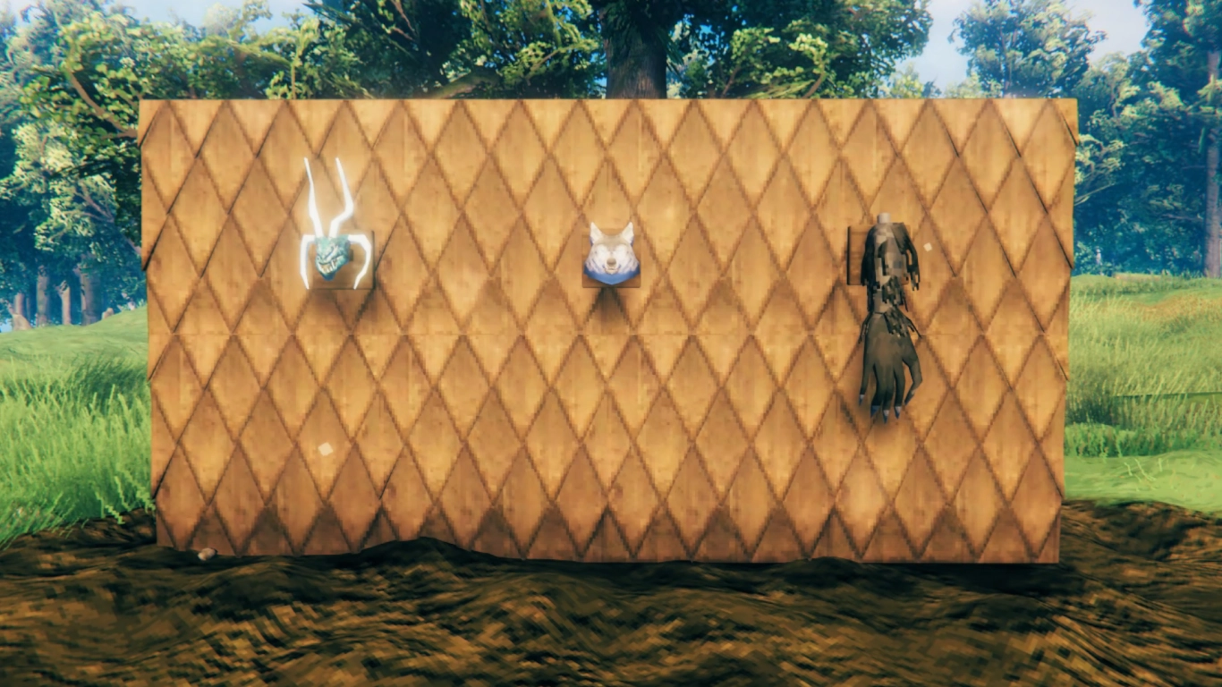 Valheim Mountains trophies for Wolves, Cultists, Drakes, and Golems with drop chances and crafting