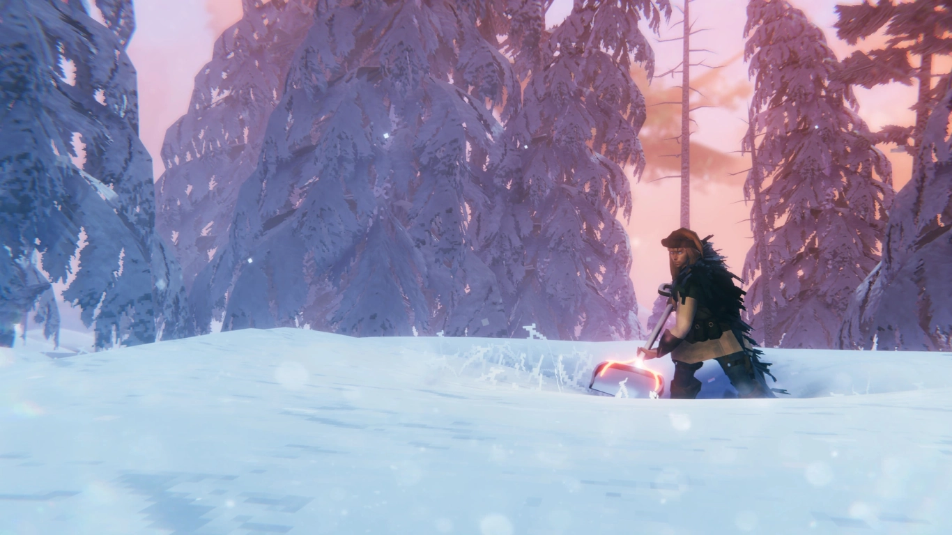 Valheim Tiefer Norden Biom mit Eis und Schnee