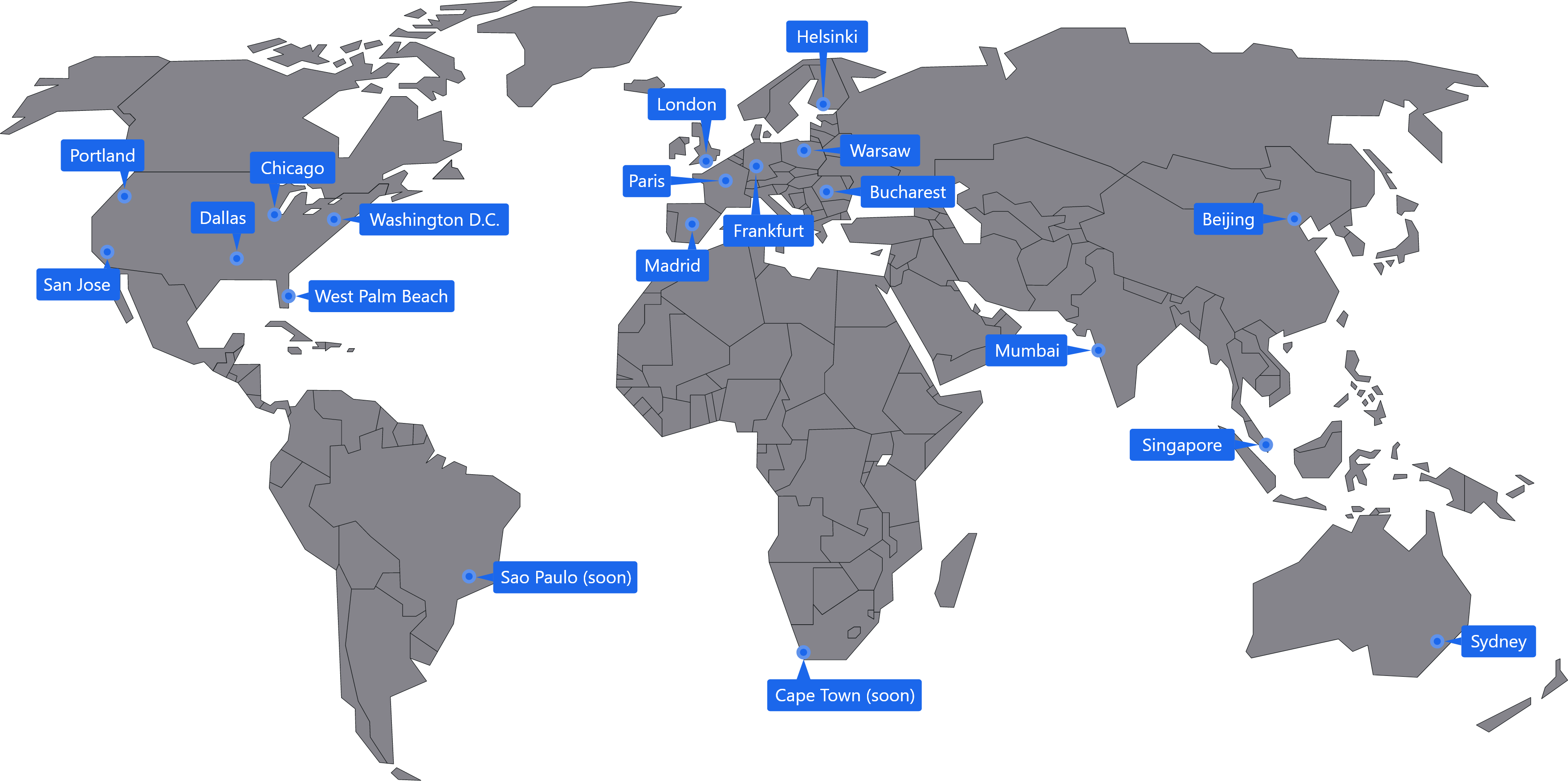 World map with server locations