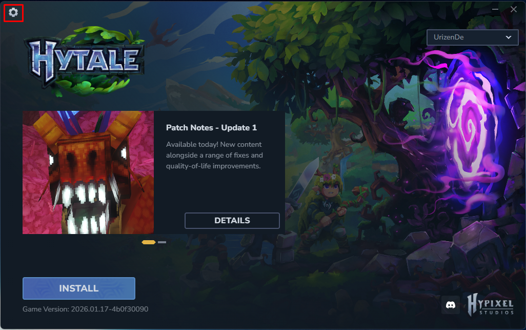 Zaslon zaganjalnika Hytale